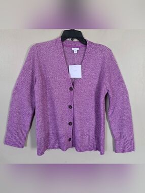 NWT J. Jill Purple Heathered V-neck Cardigan Women's Size M